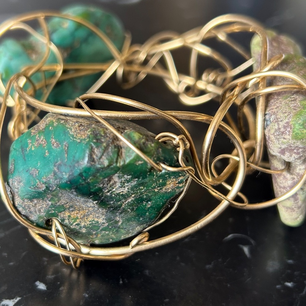 Kazuko Oshima Bracelet with Green Tibetan Turquoise - Picture 6 of 9